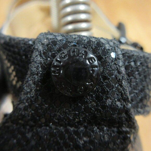 MICHAEL KORS Black Sparkle Strappy Heels Womens Sz 9 Peep Toe Glitter Sandals - Picture 5 of 12